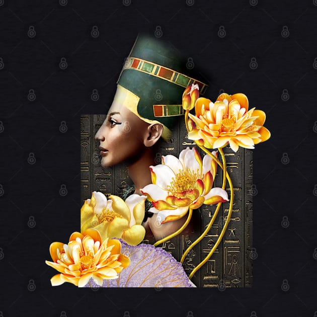 Queen Nefertiti With Golden Lotus by ERArts